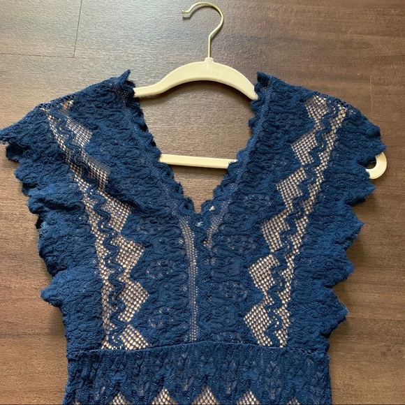 Nightcap Antoinette Dress in Navy & Nude - Picture 5 of 5